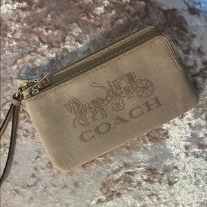 Coach Tan Wristlet with Embossed Logo
